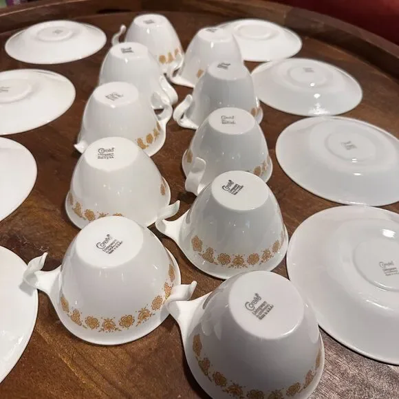 Vintage Pyrex Corelle Corning ware Gold Butterfly Tea Set 18 pieces Cottage Core